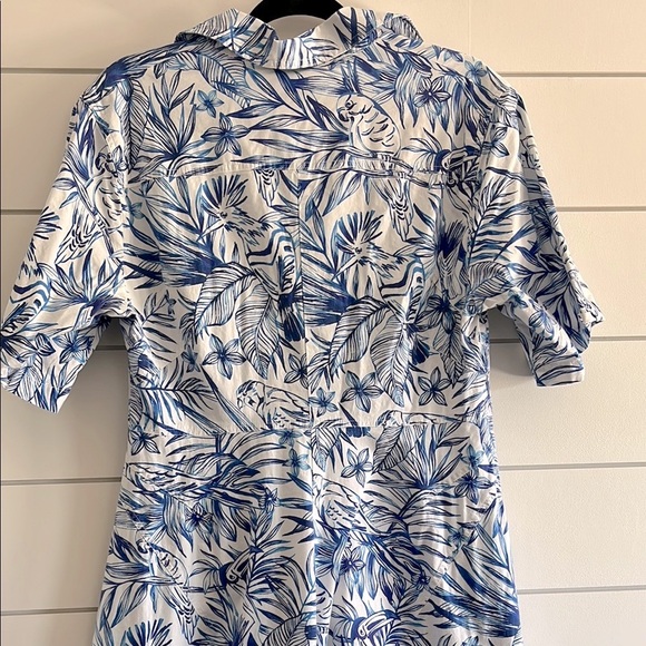 Rosetta Getty Blue and White Midi Sundress with Notched Collar - Picture 11 of 13